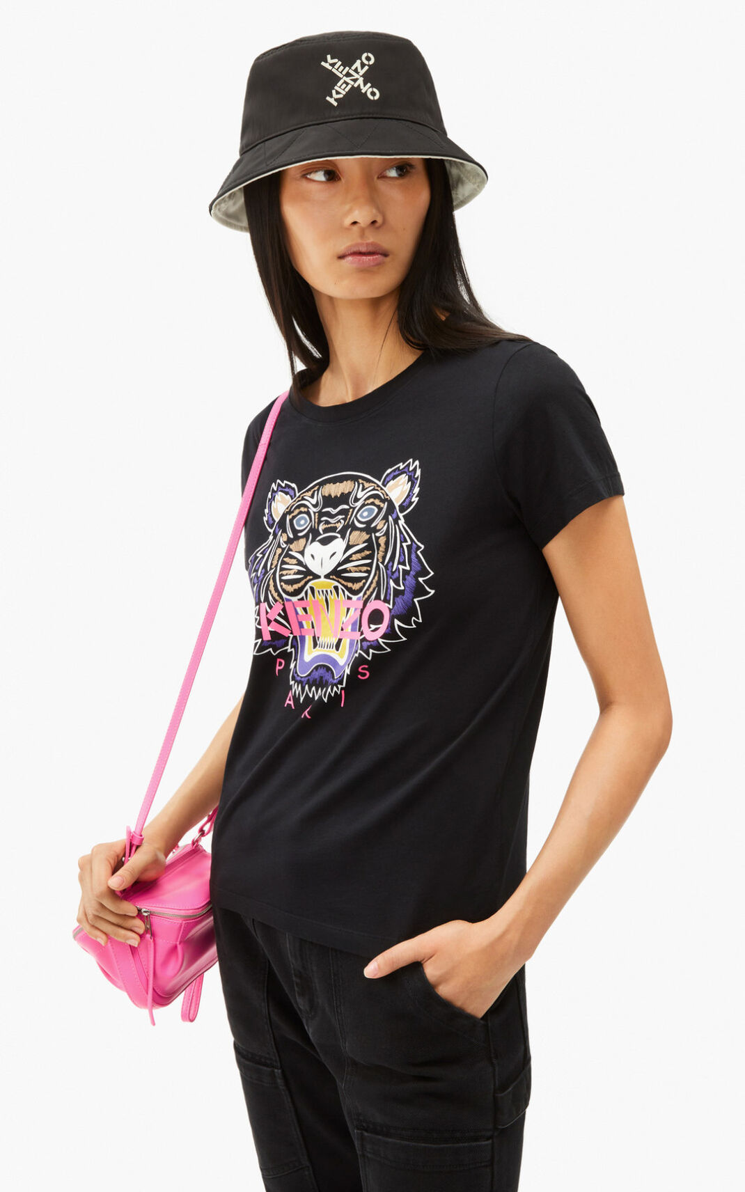 Kenzo 虎 Tシャツ レディース 黒 - ZUEJAP320